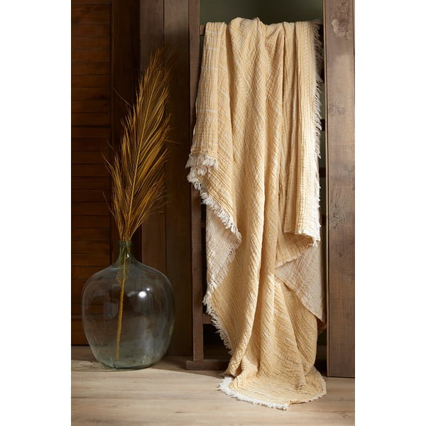 Geltonas muslino užvalkalas dvigulei lovai 220x240 cm Etno - Mijolnir-image-2