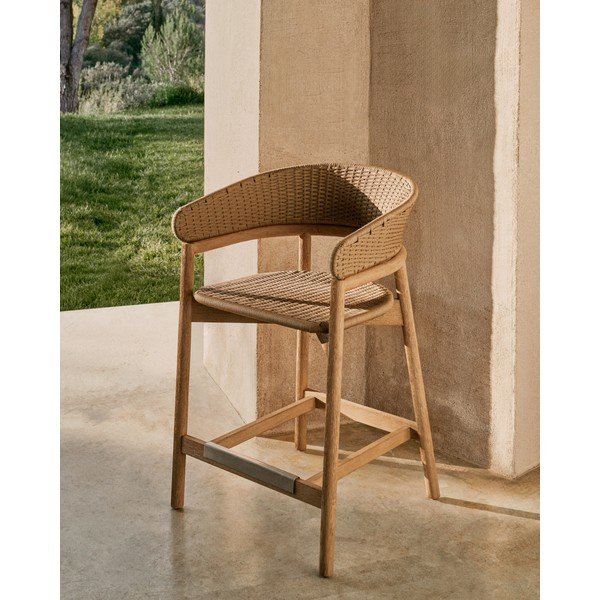 Natūralios spalvos medžio masyvo sodo baro taburetė Arinella – Kave Home-image-1