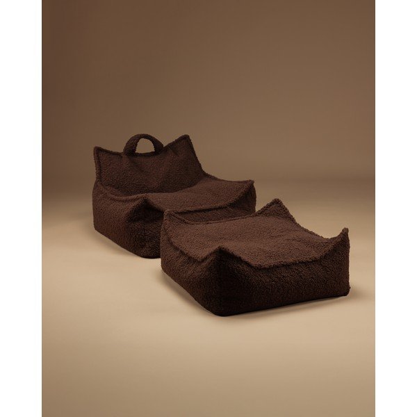 Tamsiai rudos spalvos vaikiškas pufas iš boucle Warm Hazel – Wigiwama-image-1