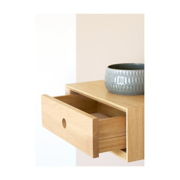 Šviesios natūralios spalvos iš ąžuolo masyvo sieninė lentyna 40 cm Luzern – House Nordic-image-2