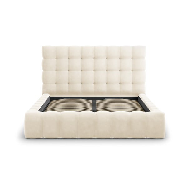 Dvigulė lova smėlio spalvos audiniu dengta su sandėliavimo vieta su lovos grotelėmis 180x200 cm Bali – Cosmopolitan Design-image-3