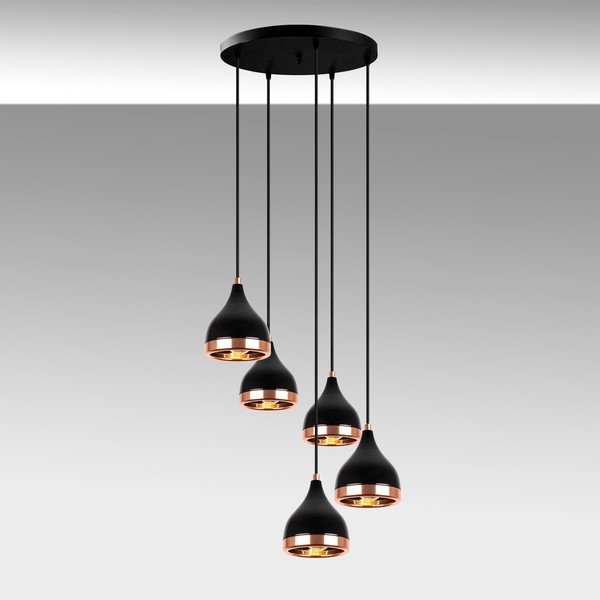 Kabantis šviestuvas juodos spalvos/vario spalvos ø 43 cm su metaliniu gaubtu Yildo – Opviq lights-image-1