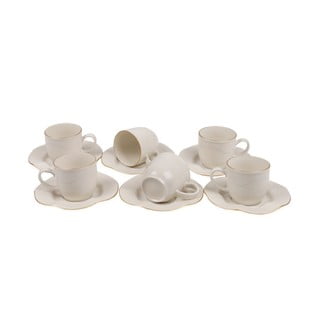 6 porcelianinių puodelių ir lėkščių rinkinys Kutahya Rullio