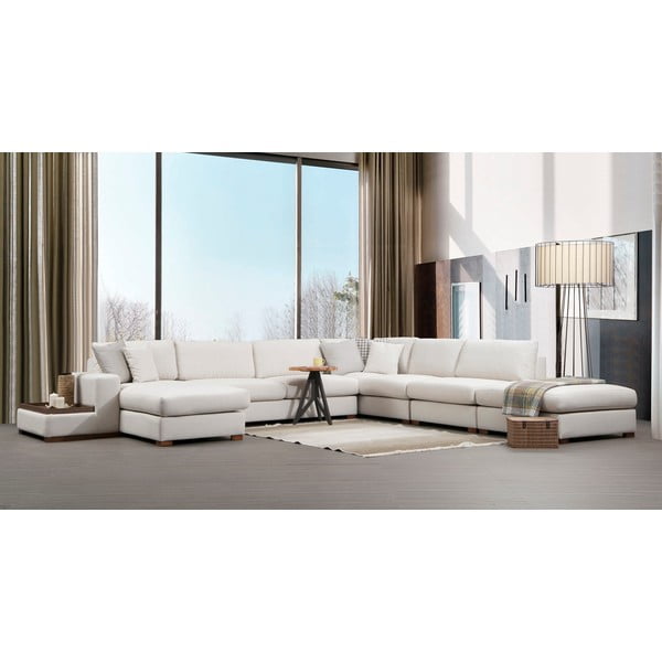 Kampinė sofa baltos spalvos („U“ formos) Loop – Balcab Home-image-3