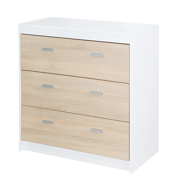 Aukšta su vystymo stalu vaikiška šoninė spintelė baltos spalvos/natūralios spalvos iš ąžuolo 89x98 cm Gabriella – Roba-image-2