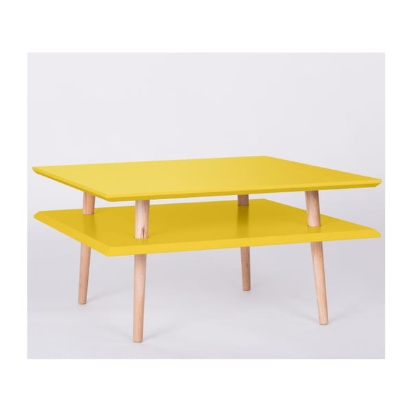 UFO Kvadratinis geltonas kavos staliukas, 68 cm (plotis) ir 35 cm (aukštis)