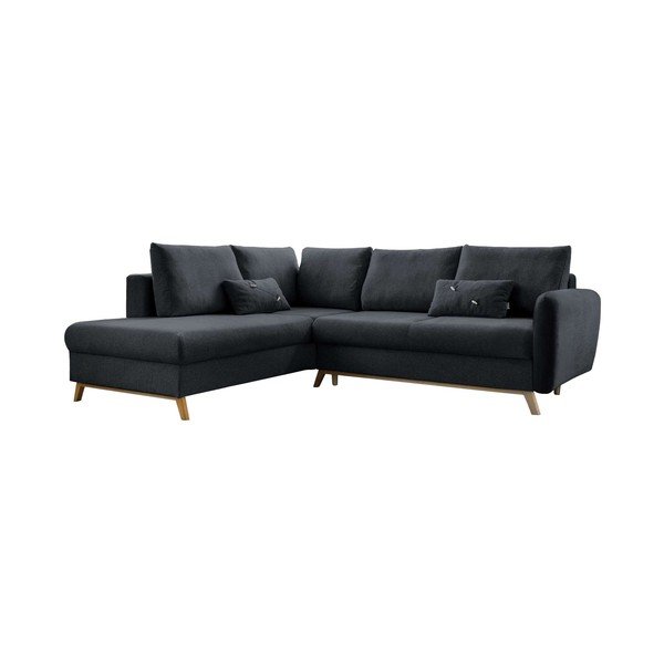 Tamsiai pilka sofa-lova Miuform Scandic Lagom L, kairysis kampas