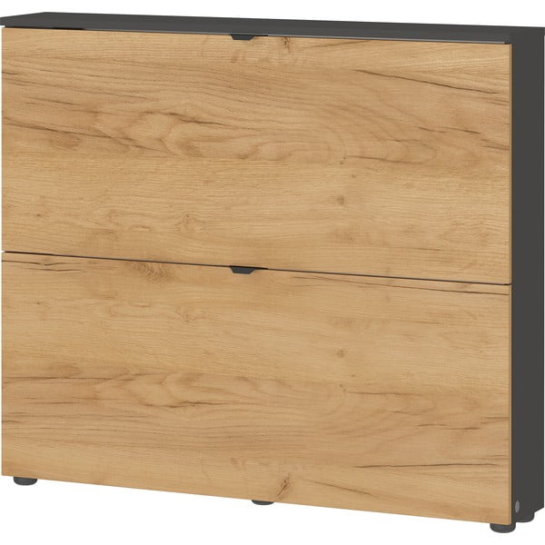 Antracito spalvos/natūralios spalvos atlenkiama/pakabinama spintelė batams iš ąžuolo 100x85x19 cm Renell – Germania