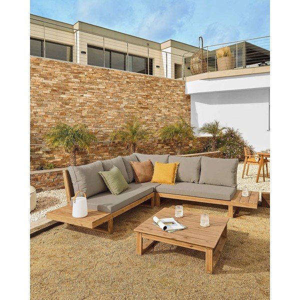 Rudos spalvos sodo poilsio baldų komplektas 5 žmonėms Flaviina – Kave Home-image-1