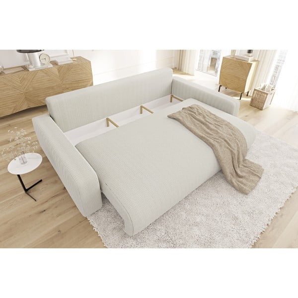 Kreminės spalvos iš kordinio velveto sulankstoma/su sandėliavimo vieta sofa 234 cm Sara – Ropez-image-4