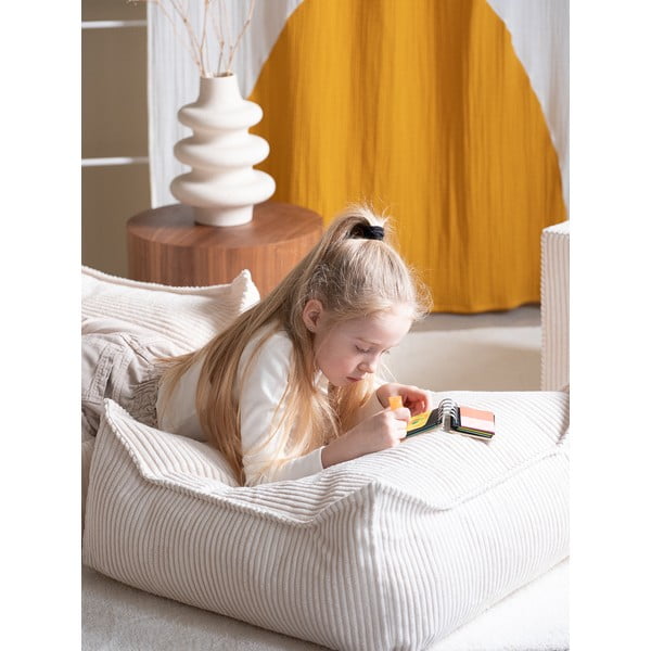 Kreminės spalvos iš kordinio velveto vaikiškas sėdmaišis Square – Wigiwama-image-1