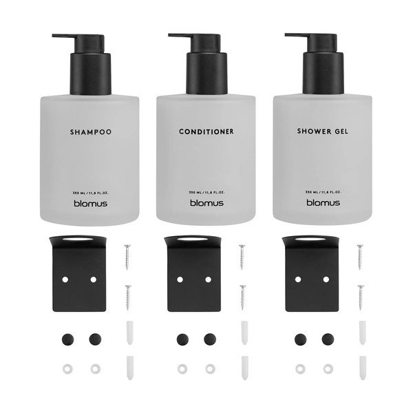 Sieniniai baltos spalvos iš stiklo muilo dozatoriai 3 vnt. 350 ml Kirei – Blomus-image-4