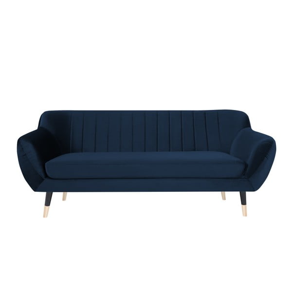 Tamsiai mėlyna sofa su juodomis kojomis Mazzini Sofos Benito, 188 cm