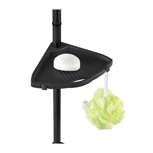 Teleskopinė/kampinė juodos spalvos iš plastiko vonios lentyna Compact – Wenko-image-3