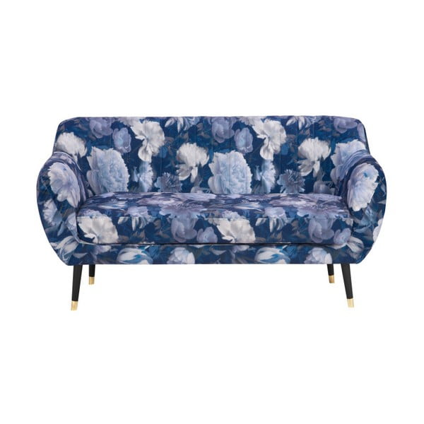 Mėlyna dvivietė sofa Mazzini Sofos Benito Floral