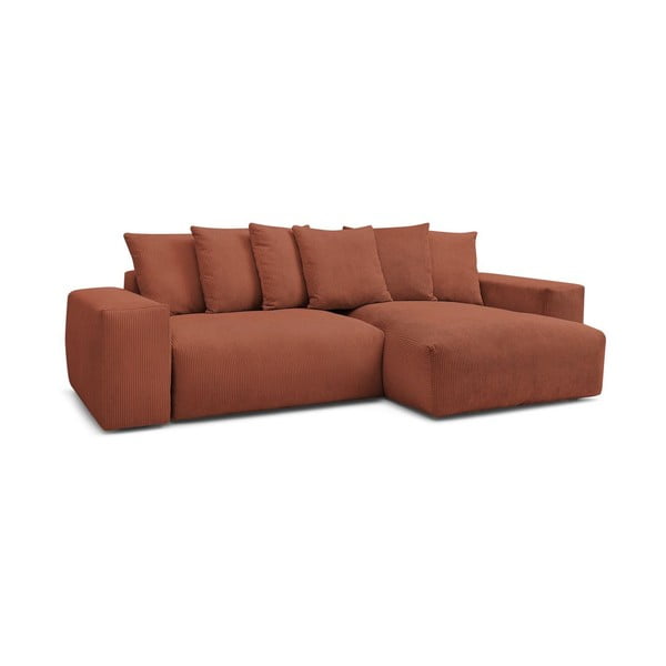 Terakotos spalvos iš kordinio velveto sulankstoma/su sandėliavimo vieta kampinė sofa Voltaire – Bobochic Paris-image-3