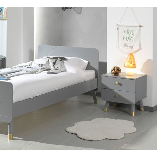 Pilkas vaikiškas naktinis staliukas iš pušies medienos Vipack Billy-image-1