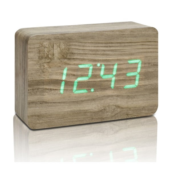 Rudas žadintuvas su žaliu LED ekranu Gingko Brick Click Clock Clock