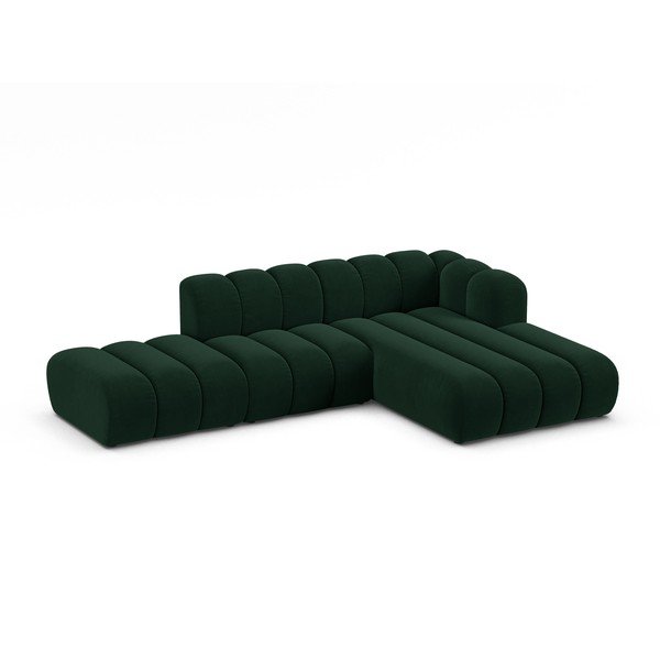 Kampinė sofa tamsiai žalios spalvos (su dešiniuoju kampu) Lupine – Micadoni Home-image-1