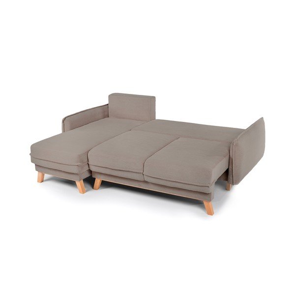 Taupe spalvos sulankstoma/su sandėliavimo vieta kampinė sofa iš kordinio velveto Tori – Bonami Selection-image-3