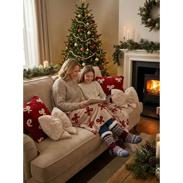 Iš mikropliušo dekoratyvinė pagalvėlė su Kalėdų motyvu 40x40 cm XMAS – Tiseco Home Studio-image-1