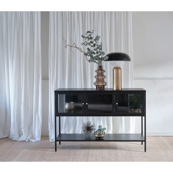 Iš metalo vitrina juodos spalvos 132x88 cm Carmel – Unique Furniture-image-1