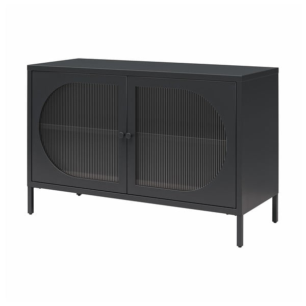 Iš metalo vitrina juodos spalvos 100x64x40 cm Luna – Støraa-image-3