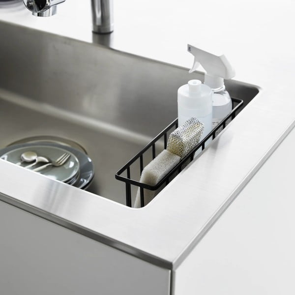 Su montavimu be gręžimo juodos spalvos iš metalo stovas skalbimo reikmenims Film Hook – YAMAZAKI-image-3