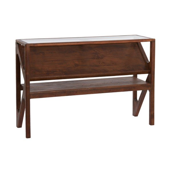 Natūralios spalvos konsolinis staliukas su stikliniu stalviršiu 41x119 cm Yuki – Light & Living