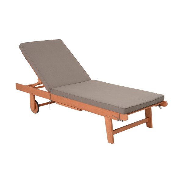 Medžio masyvo sodo šezlongas pilkos spalvos/natūralios spalvos San Diego – Garden Pleasure