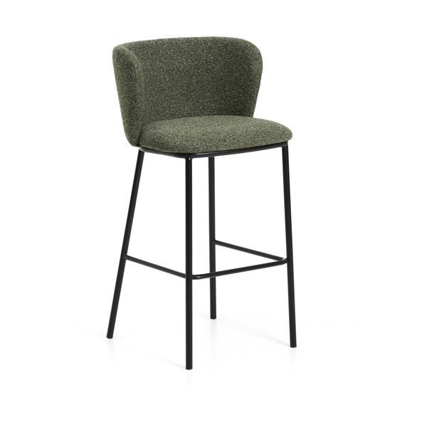 Tamsiai žalios spalvos iš audinio baro taburetė (sėdynės aukštis 75 cm) Ciselia – Kave Home