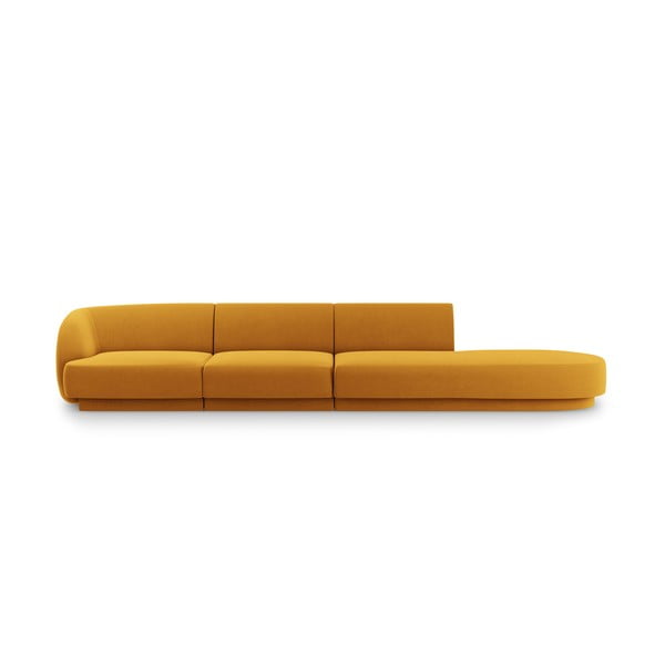 Sofa garstyčių spalvos iš velveto 302 cm Miley – Micadoni Home