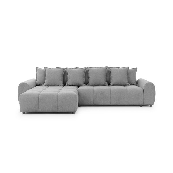 Pilkos spalvos kampinė sofa (su kairiuoju kampu/su gultu) Albane  – Ropez
