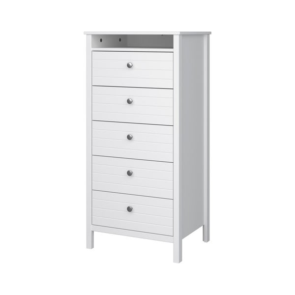 Balta siaura komoda su 5 stalčiais "Steens New York", aukštis 120 cm-image-2