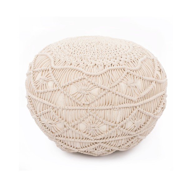 Smėlio spalvos pufas Tiseco Home Studio Macramé, aukštis 35 cm