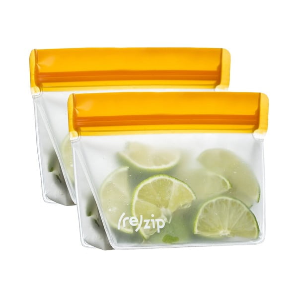 2 oranžinių užkandžių maišelių rinkinys (re)zip Essential, 230 ml