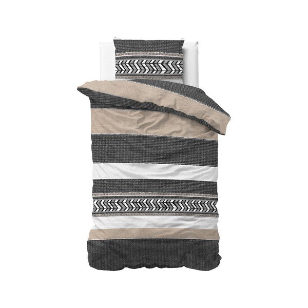 Pure Cotton Northern Stripe pilka medvilninė viengulė patalynė, 140 x 200/220 cm