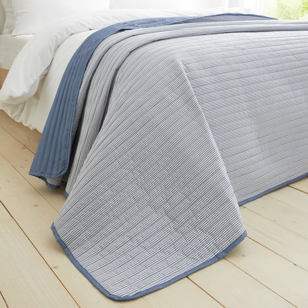 Mėlynos spalvos dygsniuota lovatiesė 220x230 cm Stripe – Catherine Lansfield-image-1