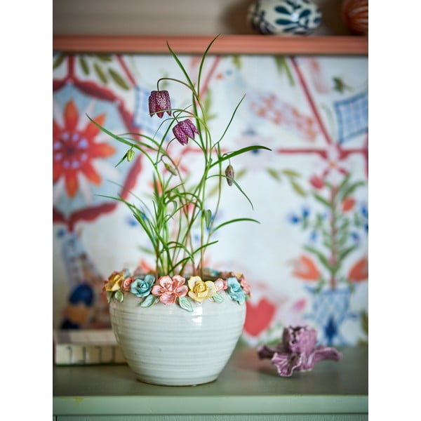 Iš molio rankomis dažytas gėlių vazono dangtelis ø 19,5 cm Eanna – Bloomingville-image-1