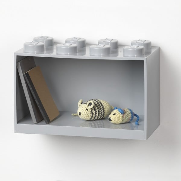 Vaikiška pilka sieninė lentyna LEGO® Brick 8