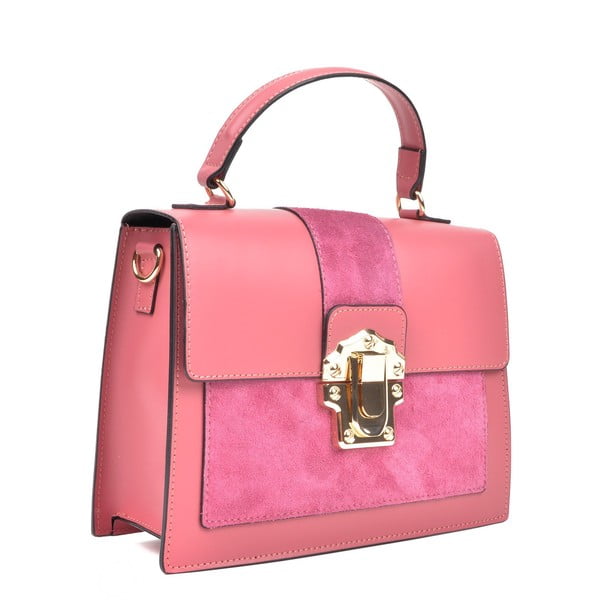 Rožinė odinė rankinė Isabella Rhea, 22 x 27 cm-image-2