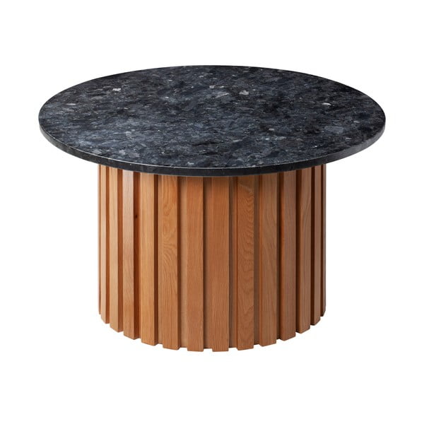 Juodojo granito kavos staliukas su ąžuolo medžio pagrindu RGE Moon, ⌀ 85 cm