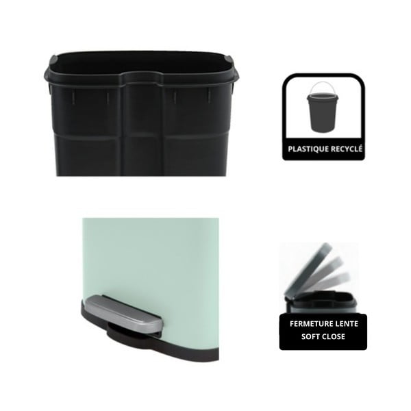 Mėtų spalvos iš plieno šiukšliadėžė su pedalu 5 l   Akira – Spirella-image-2