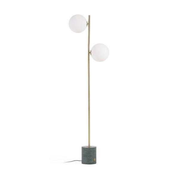 Žalios ir auksinės spalvos grindų šviestuvas su stikliniu gaubtu (aukštis 161 cm) Lonela - Kave Home
