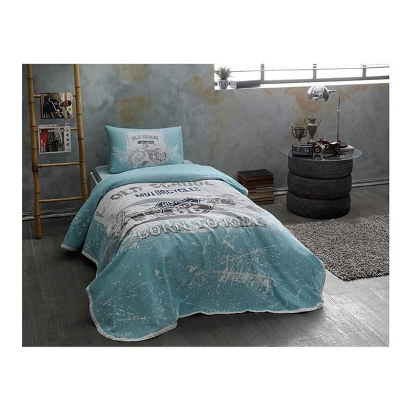 Medvilninės lovos užvalkalo, paklodės ir pagalvės užvalkalo rinkinys "Route V4 Blue", 160 x 230 cm
