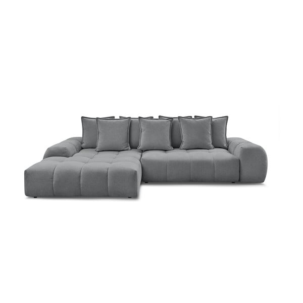 Tamsiai pilkos spalvos iš šenilinio audinio sulankstoma/su sandėliavimo vieta kampinė sofa (su kairiuoju kampu/su gultu) Everest – Bobochic Paris