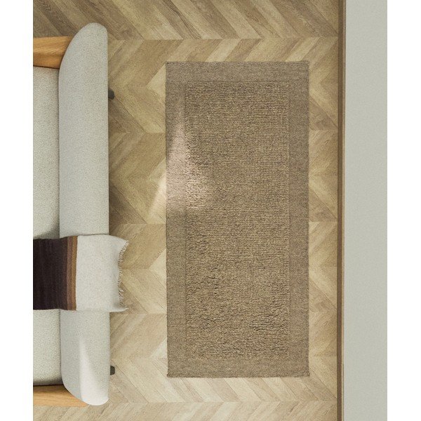 Rankų darbo smėlio spalvos iš vilnos kilimas 80x200 cm Marely – Kave Home-image-1