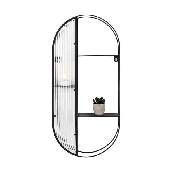 Iš metalo kelių aukštų sieninė lentyna juodos spalvos 32 cm Newcastle – House Nordic-image-4