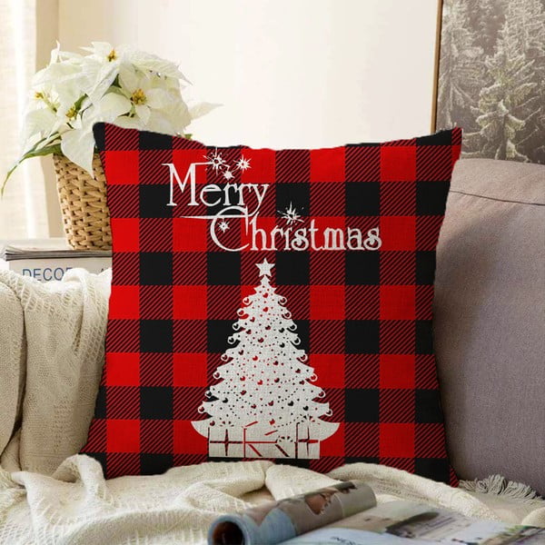 Pagalvių užvalkalai Minimalist Cushion Covers Christmas Tartan, 55 x 55 cm