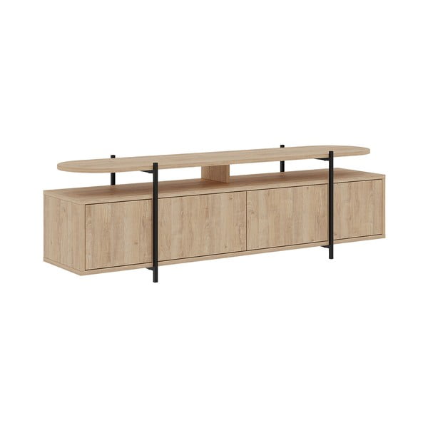 TV spintelė natūralios spalvos iš ąžuolo 160x48 cm Hinoa – Marckeric-image-2